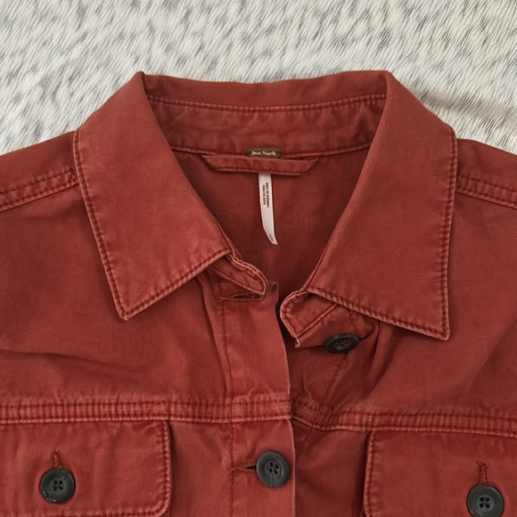 Free People Women’s Cropped Chore Jacket Copper Auburn Color Sz small - Picture 9 of 12